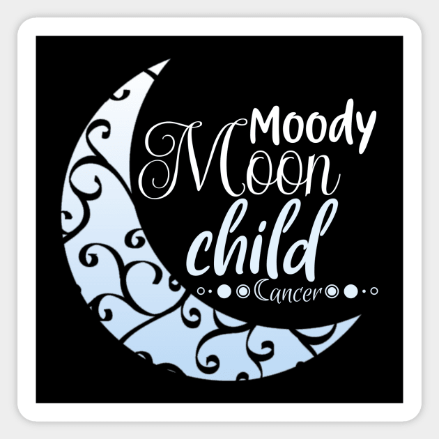 Moody moon Child - Cancer Sticker by RoseaneClare 